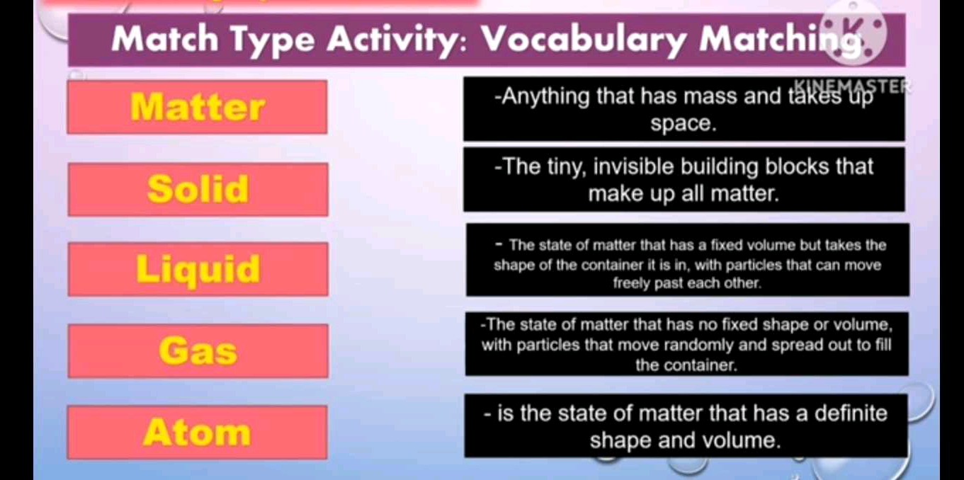 Match Type Activity Vocabulary Matchifi | StudyX