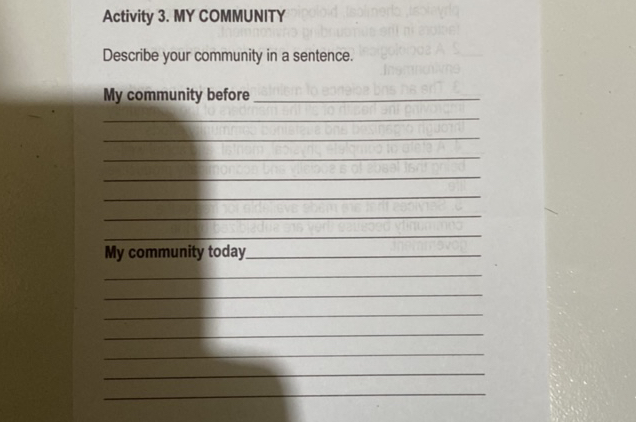 Activity 3 MY COMMUNITY Describe your | StudyX