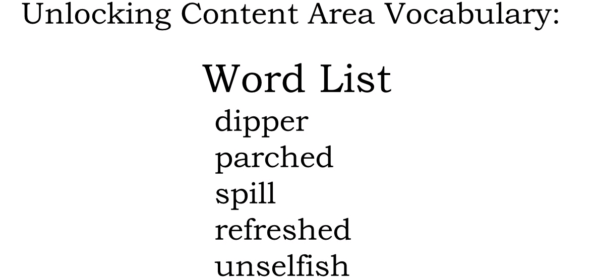Unlocking Content Area Vocabulary Word List