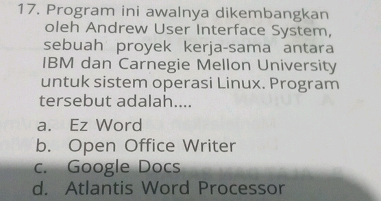 17 Program ini awalnya dikembangkan oleh | StudyX