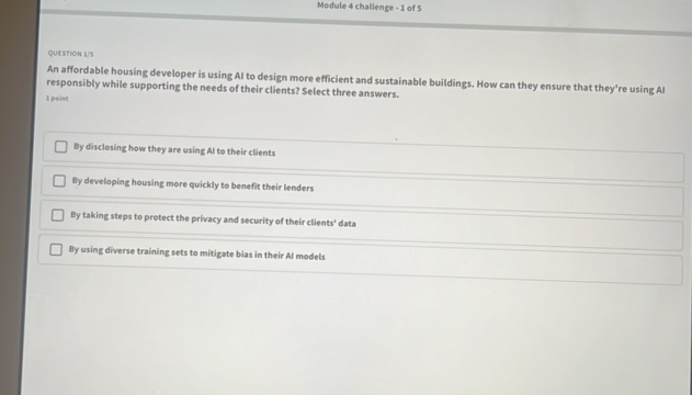 Module 4 challenge - 1 of 5 Question 1/3 An | StudyX