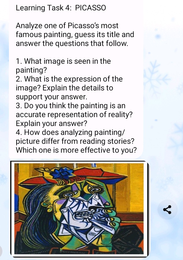 Learning Task 4 PICASSO Analyze one of | StudyX