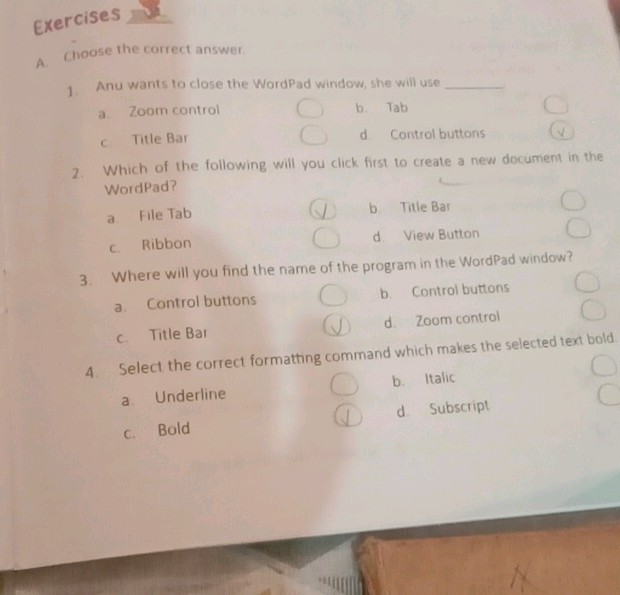 Exercises A Choose the correct answer 1 | StudyX