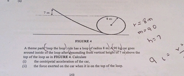 r =8m FIGURE 4 A theme park ( loop the loop | StudyX