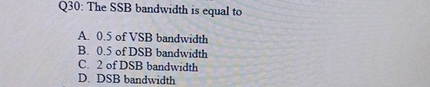 Ssb Bandwidth Q30 The SSB bandwidth is equal to A 05 of | StudyX
