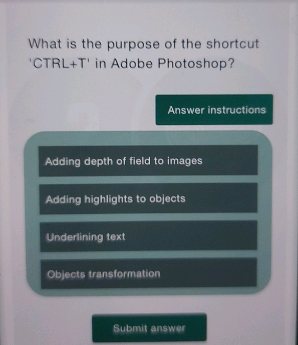 What is the purpose of the shortcut CTRL+T | StudyX