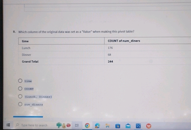 8 Which column of the original data was set