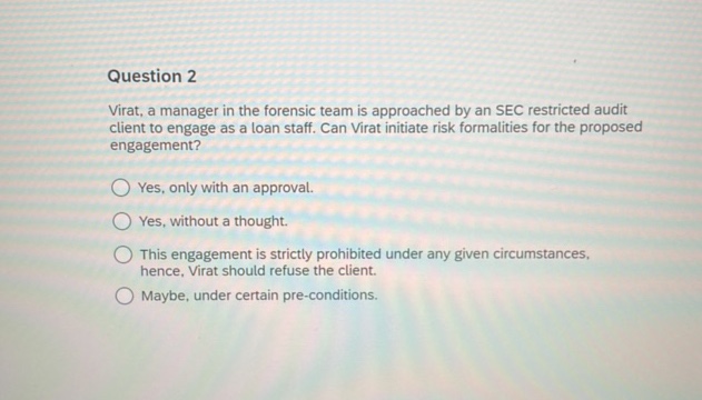 Sec2 Client Restricted Question 2 Virat a manager in the forensic | StudyX