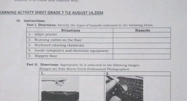 EARNING ACTIVITY SHEET GRADE 7 TLE AUGUST | StudyX