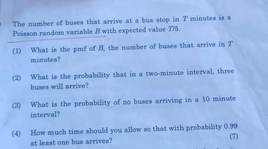 The number of buses that arrive at a bus | StudyX