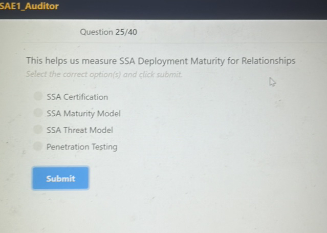 SAE1Auditor Question 25/40 This helps us | StudyX