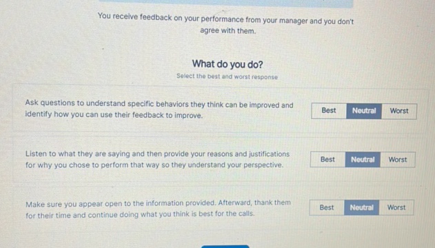 You receive feedback on your performance