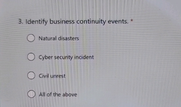 3 Identify business continuity events