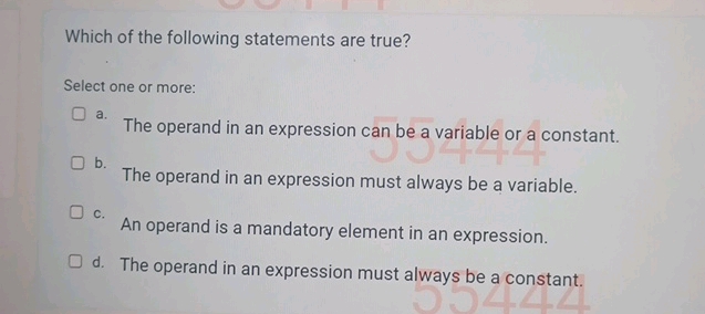 Which of the following statements are true | StudyX