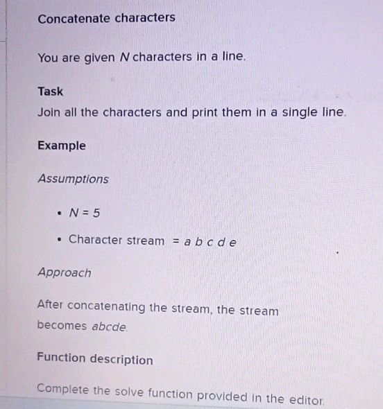Concatenate characters You are given N | StudyX