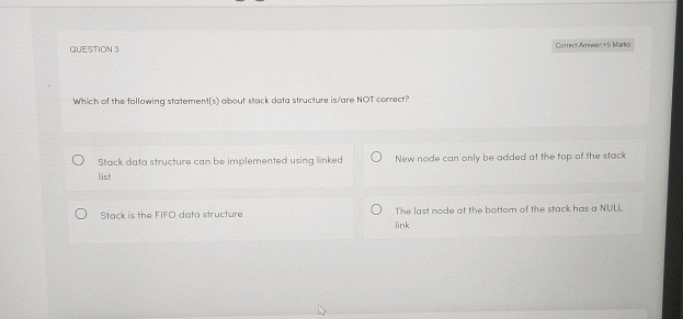 QUESTION 3 Correct Answer+ +5 Marks Which | StudyX