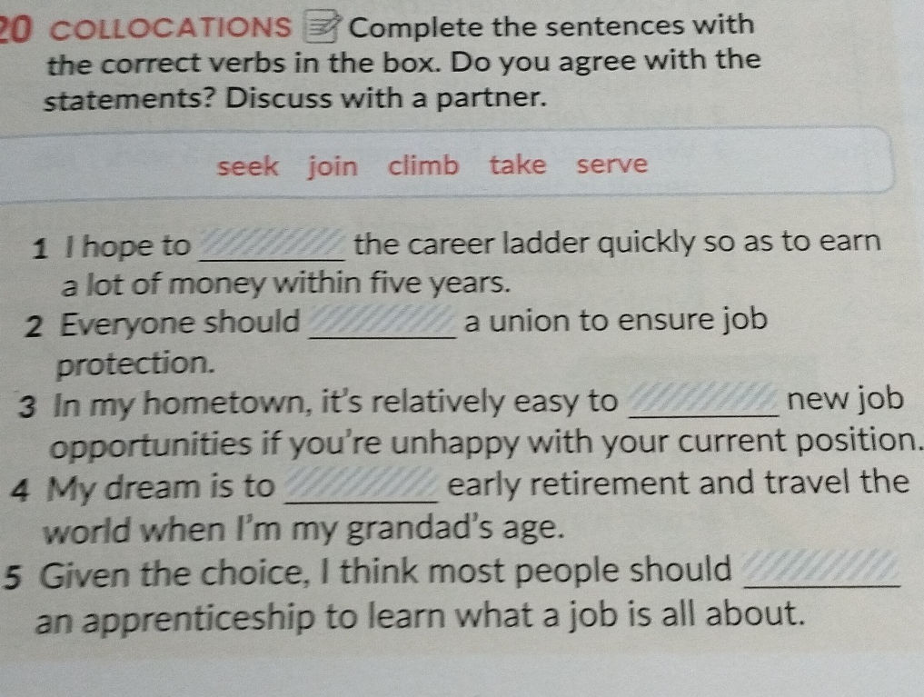 20 COLLOCATIONS Complete the sentences with | StudyX