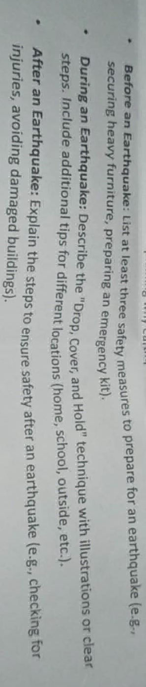 Before An Earthquake List At Least Three StudyX