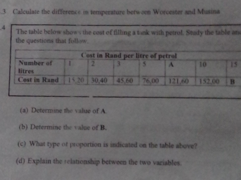 The table below shows the cost of filling a | StudyX