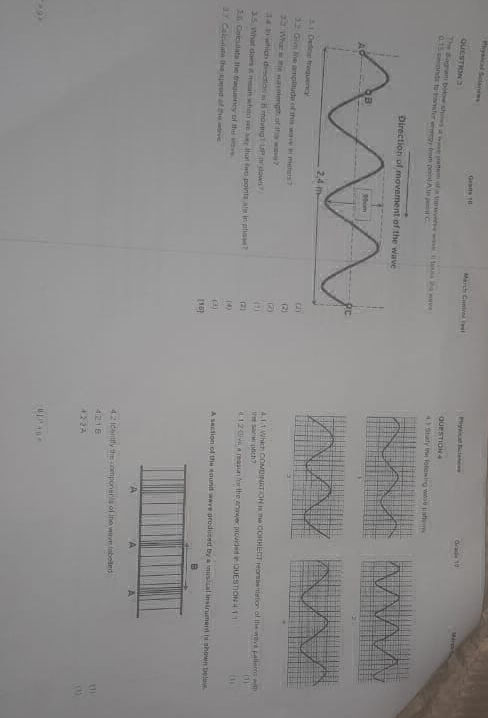 QUESTION 2 The diagram below shows a wave | StudyX