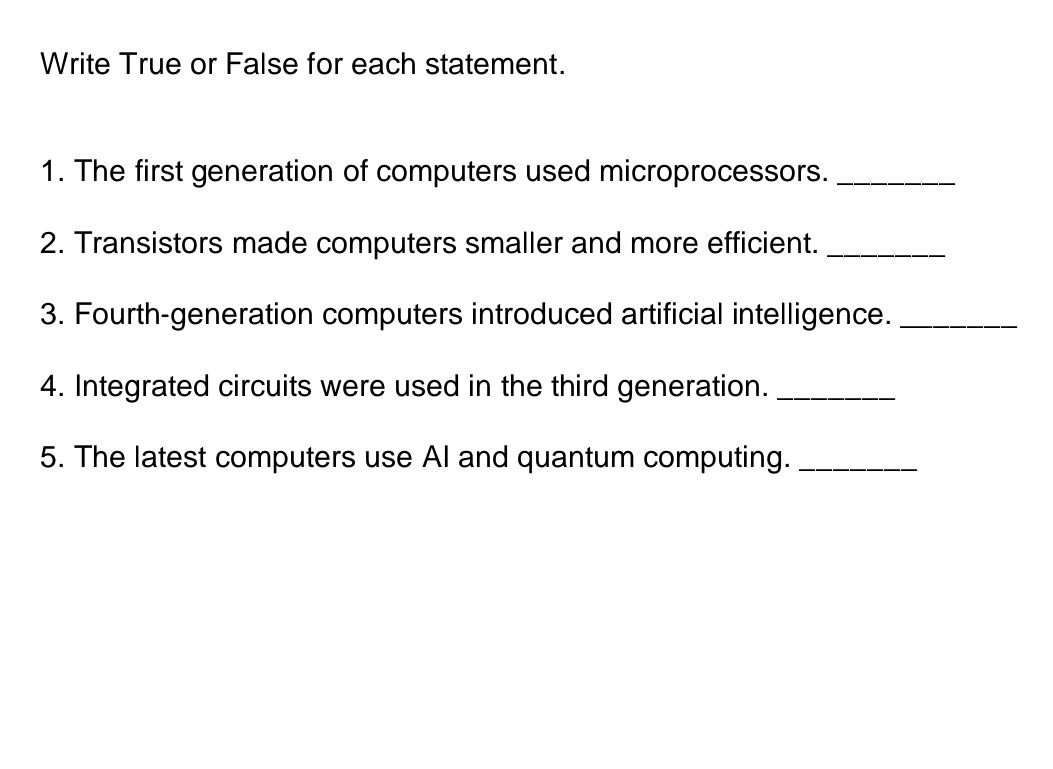 Write True or False for each statement. 1. | StudyX