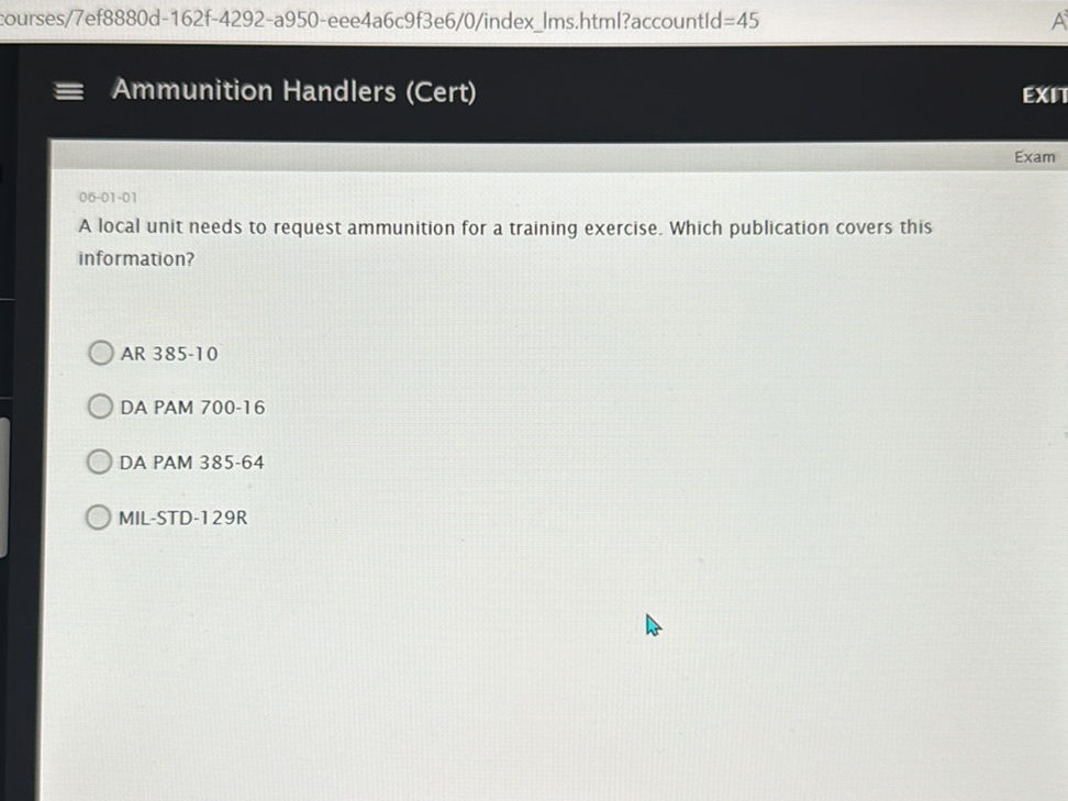 A local unit needs to request ammunition for StudyX