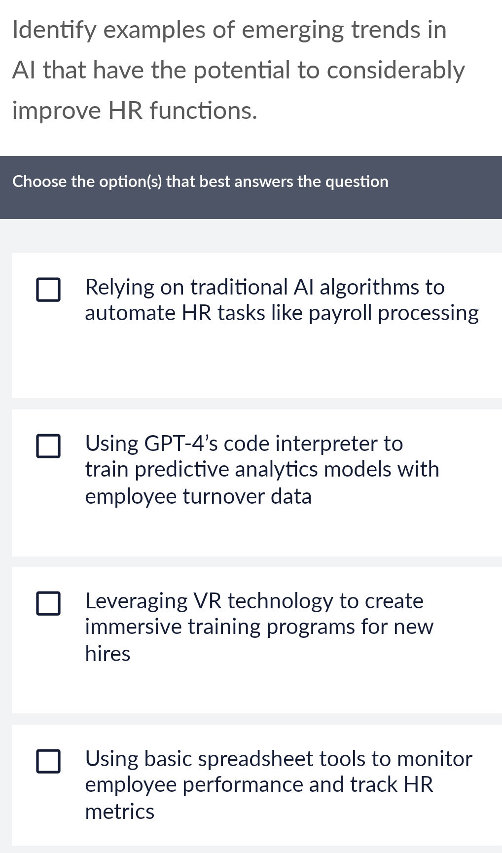 Identify examples of emerging trends in AI | StudyX