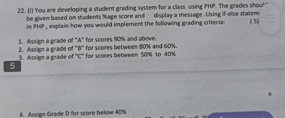 You are developing a student grading system