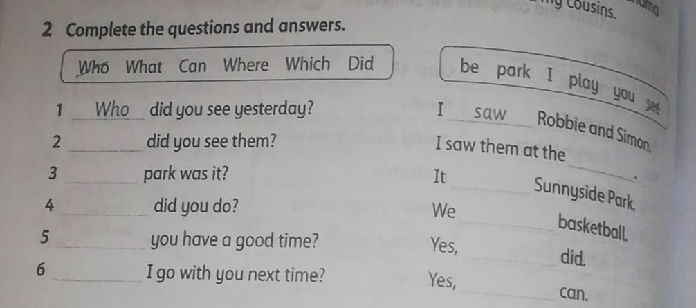 2 Complete the questions and answers. Who | StudyX