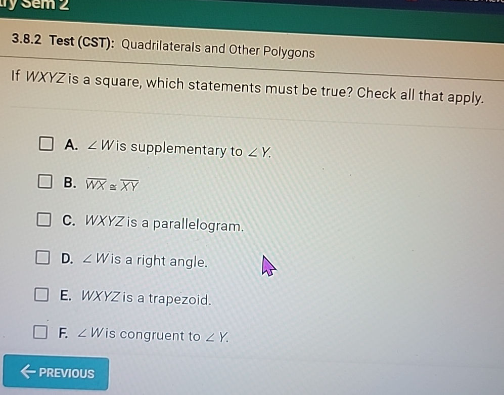 If WXYZ is a square, which statements must | StudyX