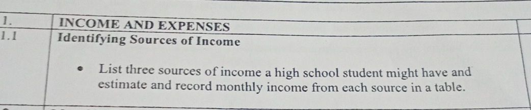 1. 1.1 INCOME AND EXPENSES Identifying | StudyX