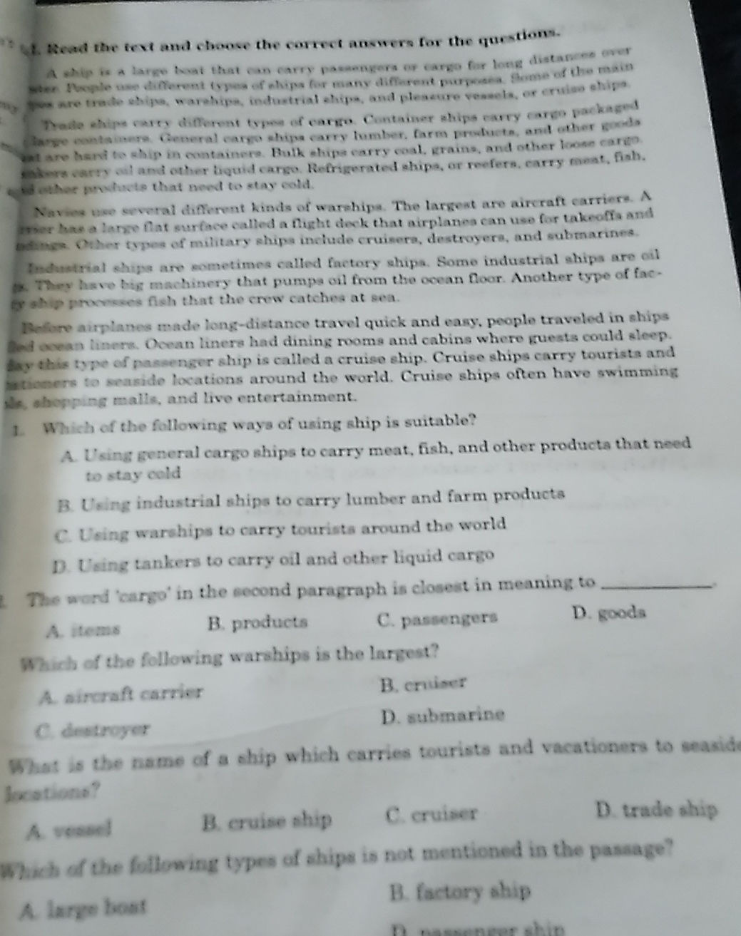 Read the text and choose the correct answers | StudyX