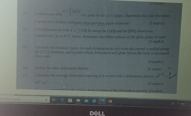 (b) Dislocations with $b = {1}{2}[10 {1}]$ | StudyX