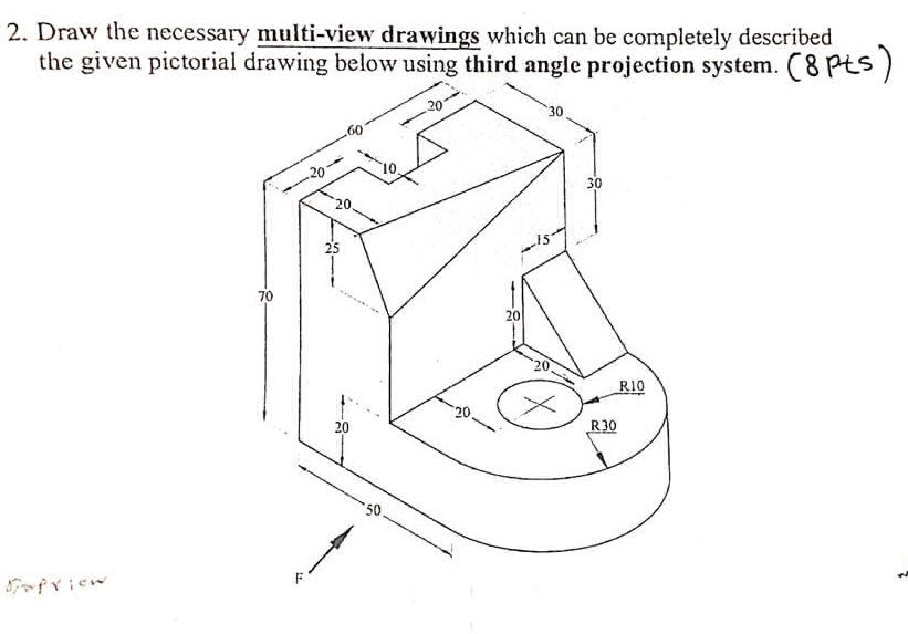2. Draw the necessary multi-view drawings | StudyX