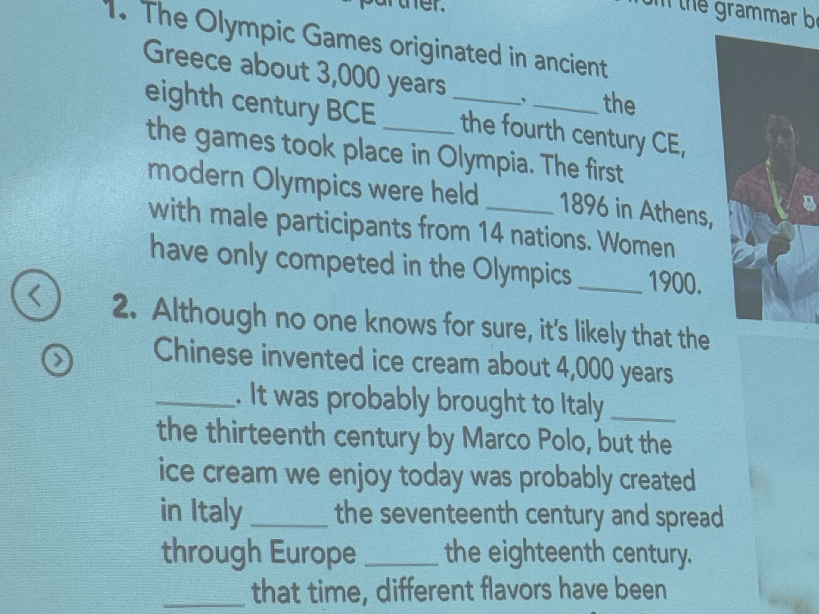 1. The Olympic Games originated in ancient | StudyX