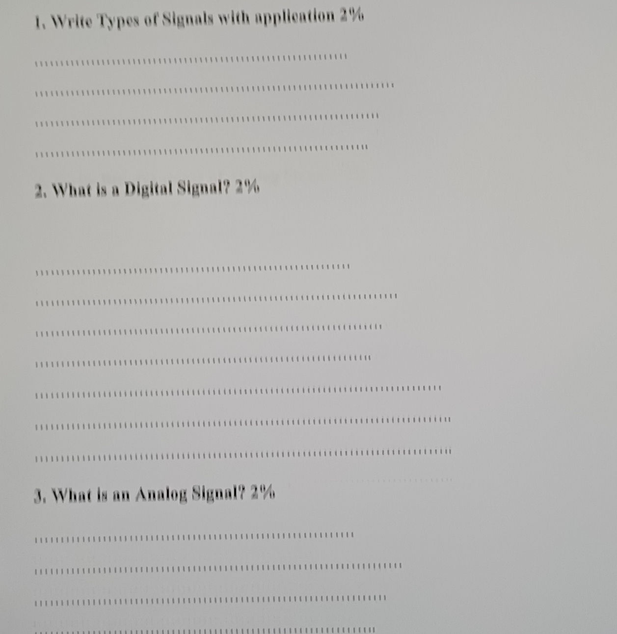 1. Write Types of Signals with application | StudyX