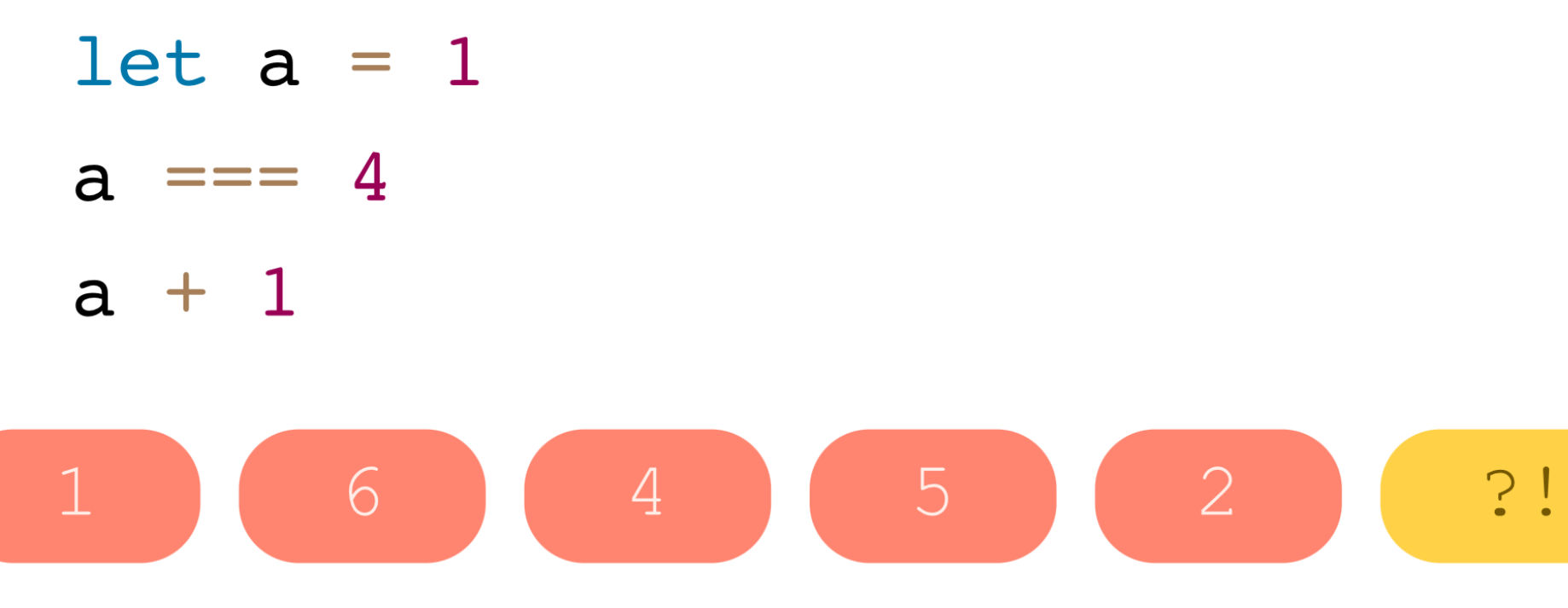 Evaluate JavaScript code snippet: a === 4, a | StudyX
