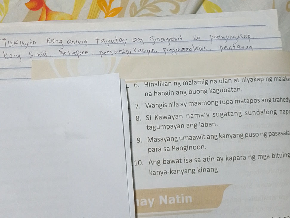 Tukuyan Examples Tukuyin kong anung tayutay ang ginagamit sa | StudyX
