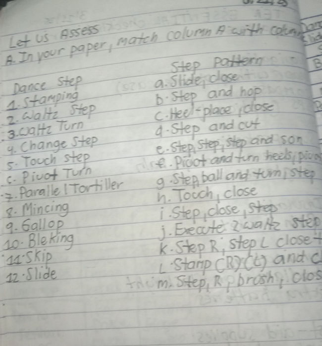 Let us Assess A. In your paper, match column | StudyX