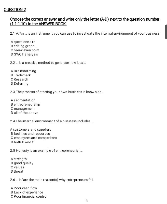 QUESTION 2 Choose the correct answer and | StudyX