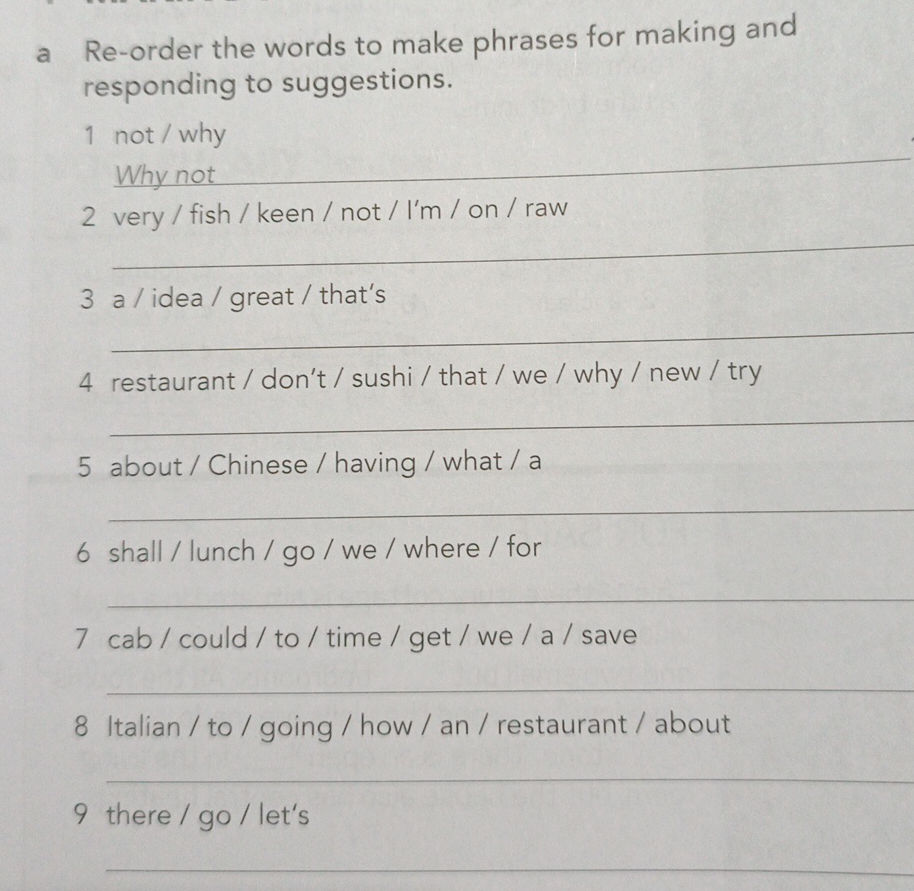 Re-order the words to make phrases for | StudyX