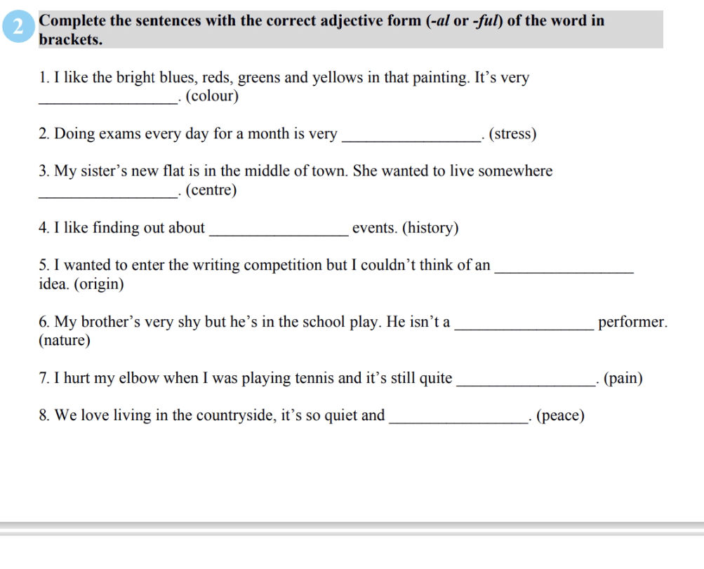 2 Complete the sentences with the correct | StudyX