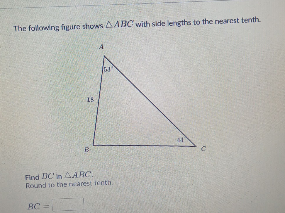 The following figure shows $ ABC$ with side | StudyX