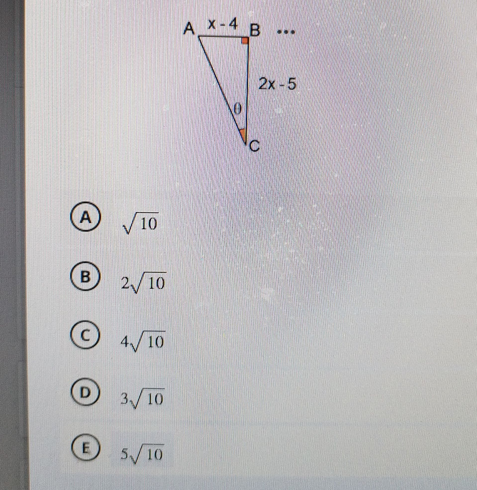 Right Triangle Labed Given the right triangle with sides labeled | StudyX