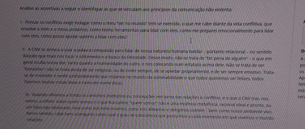 Analise as assertivas a seguir e identifique