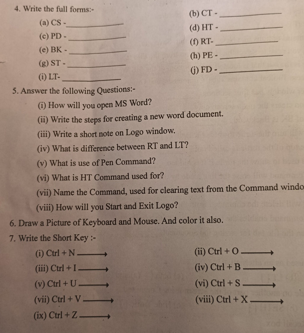 4. Write the full forms:- (a) CS - ______ | StudyX