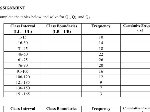Complete the tables below and solve for Q1, | StudyX