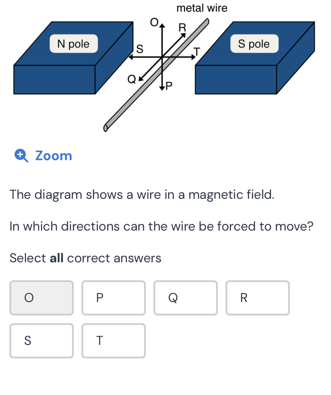 The diagram shows a wire in a magnetic | StudyX