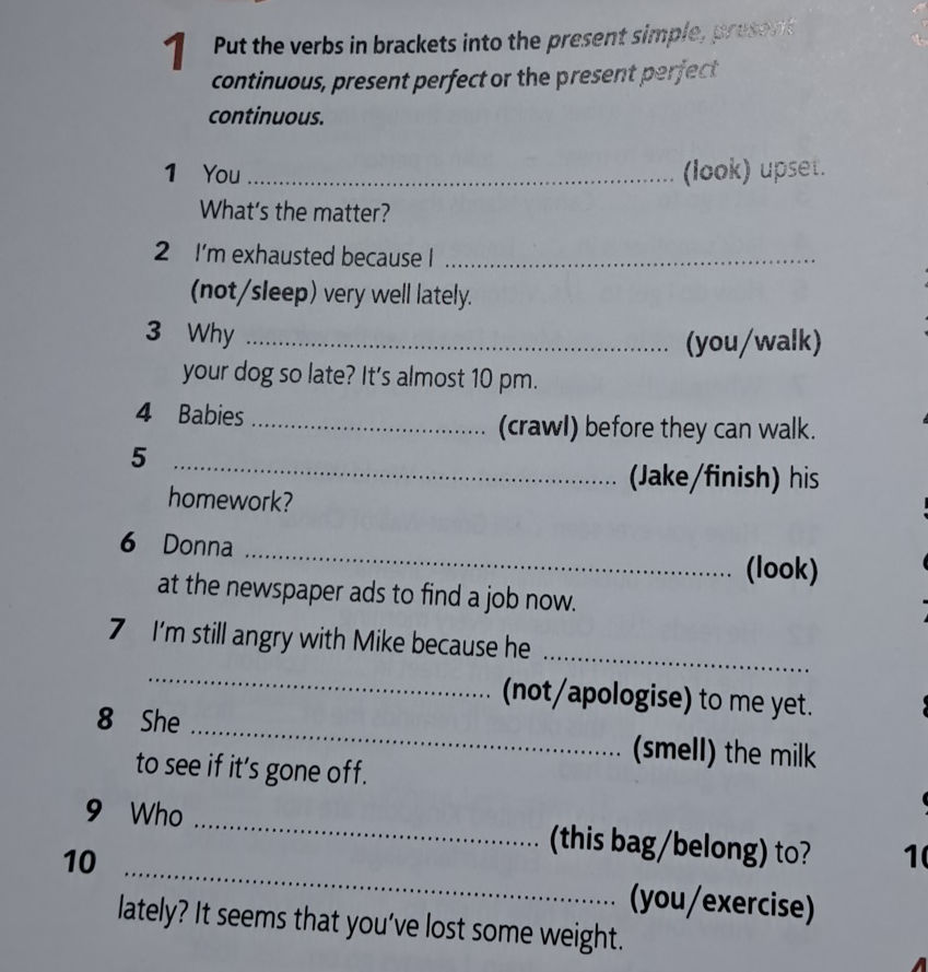 1 Put the verbs in brackets into the present | StudyX