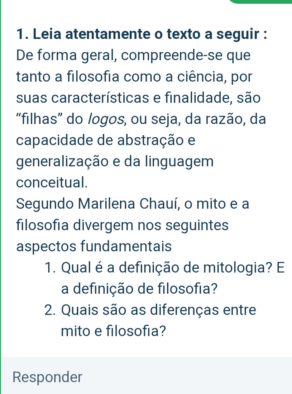 1. Leia atentamente o texto a seguir : De | StudyX